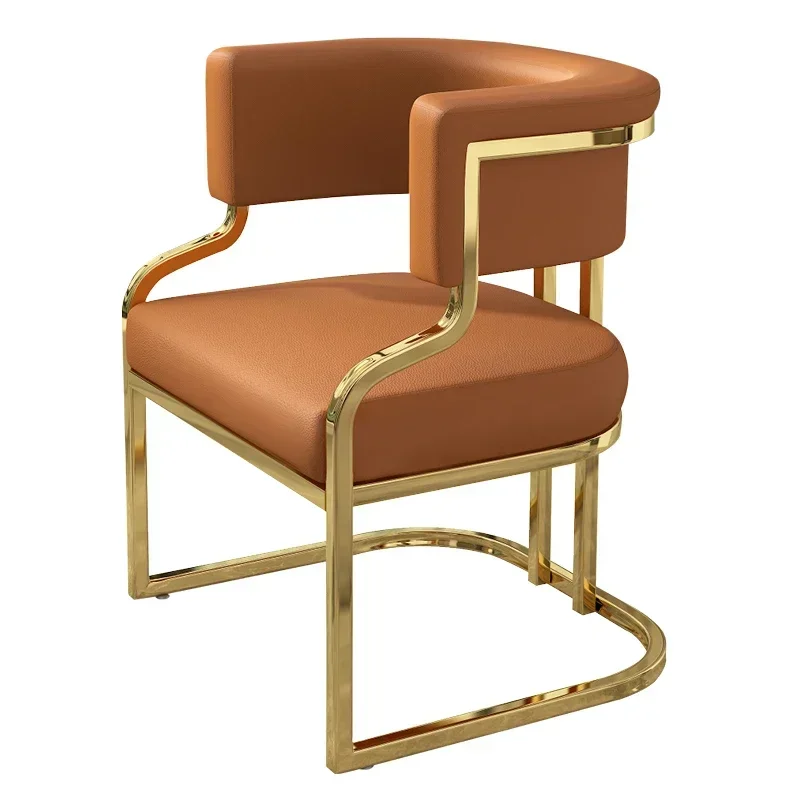 Chaises de Salle à Manger Ergonomiques en Cuir avec Accoudoir localité, Mobilier Nordique de Luxe de Styliste pour Salon