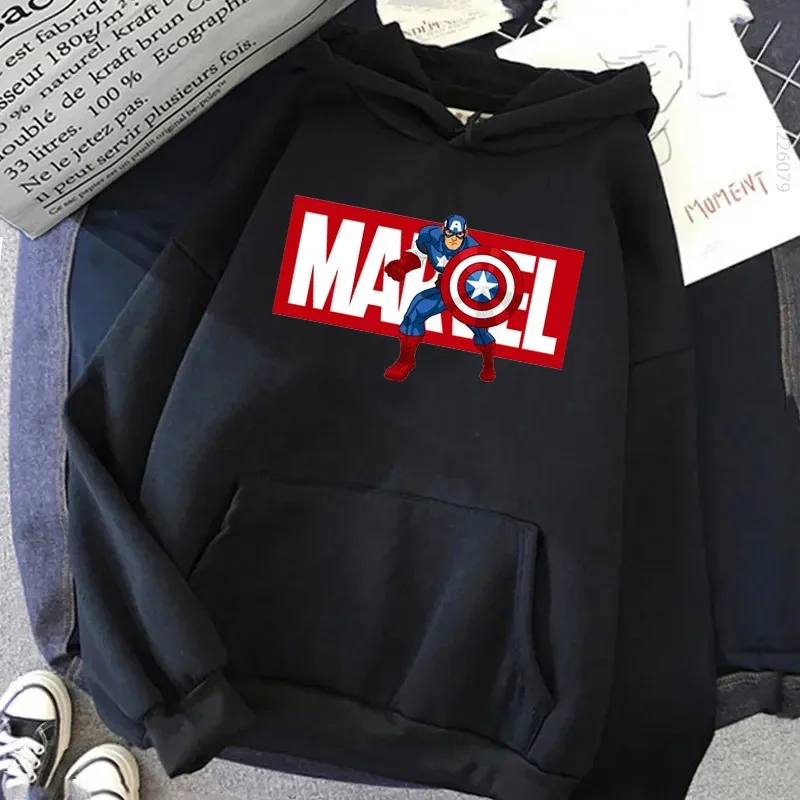 Disney Marvel Print Women Hoodies Hipster Black Spiderman Pullover Streetwear Autumn Harajuku Sweatshirt Top Clothing for Female