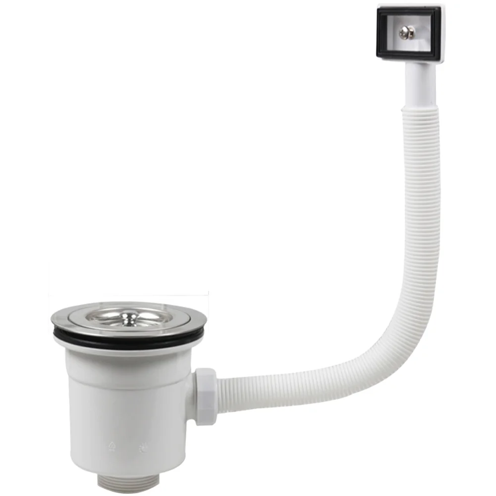 Kitchen Sink Drain Strainer in 304 Stainless Steel with Overflow Hole Compatible with 110mm 114mm Drain Pipes White