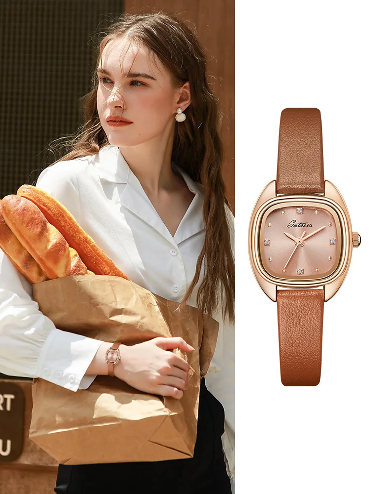 SOTOIRU Rose Gold Watch For Women Fashion Japan Quartz Square Shape Waterproof Wristwatches Birthday Women Gifts