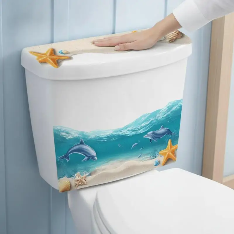 Autocollant 3D vague océanique pour toilettes, durable, imperméable, antidérapant, amovible, décoration créative pour salle de bain, livraison gratuite