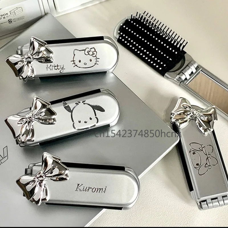 

Y2K HelloKitty My Melodys Metal Bow Series Airbag Comb Portable Folding Airbag Comb Kitty Kawaii Cinnamorolls Girl Gift