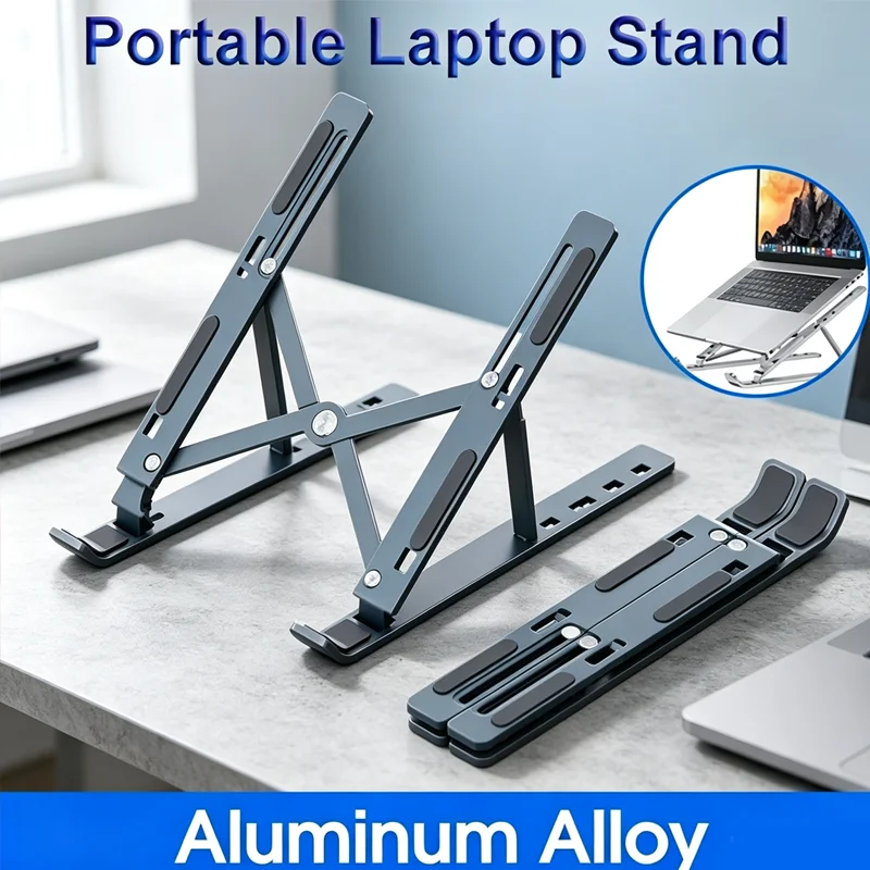 Aluminum Alloy Laptop Stand Single/Double Layer Multi-Angle Adjustable Anti-Slip Stable Foldable Portable Desk Tablet Stand