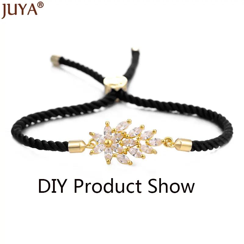 Jewelry Findings Components Luxury Cubic Zirconia Crystal Flower Connectors For Diy Bracelets Necklace Earrings Accessories