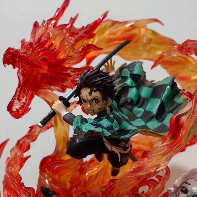 30cm Kimetsu No Yaiba Anime Figure Model Toys PVC Tanjirou Kamado Action Figure Luminescent Gk Statue Collect Doll Accessory