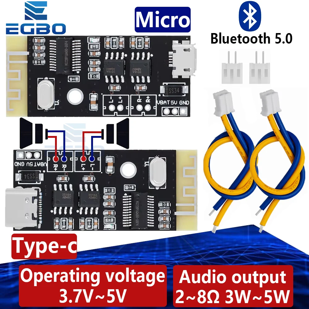 New M38 Wireless Decoder Board Bluetooth 5.0 Audio Module MICRO USB Type-C 5W+5W Amplifier MP3 Verlustfreie Stereo 5V