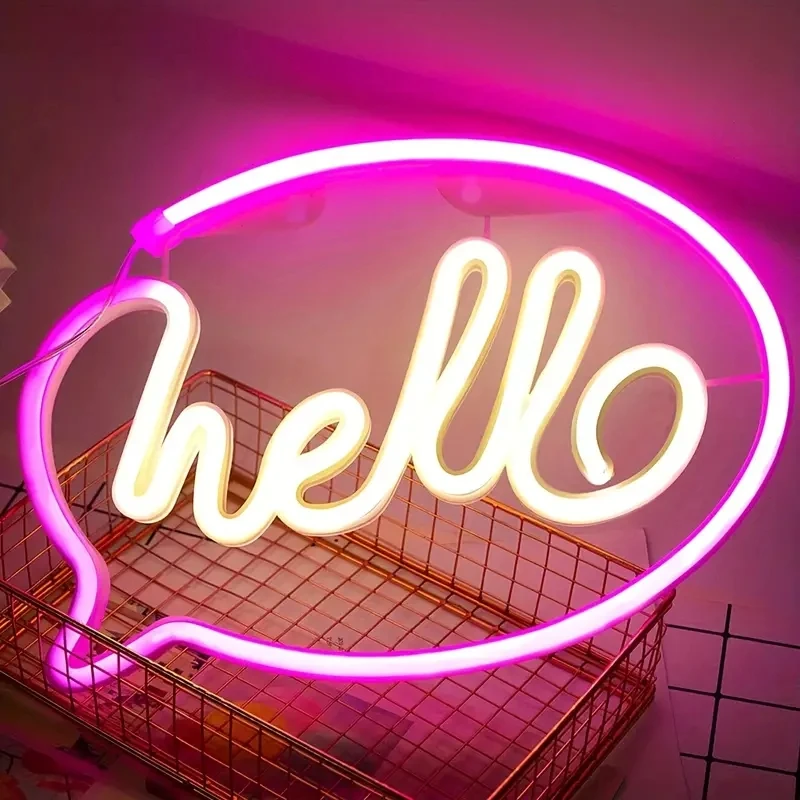 LED Hello Neon Lights Sign Custom Letters for Party Wedding Decorations Home Wall Room Convenience Store Bar Decor