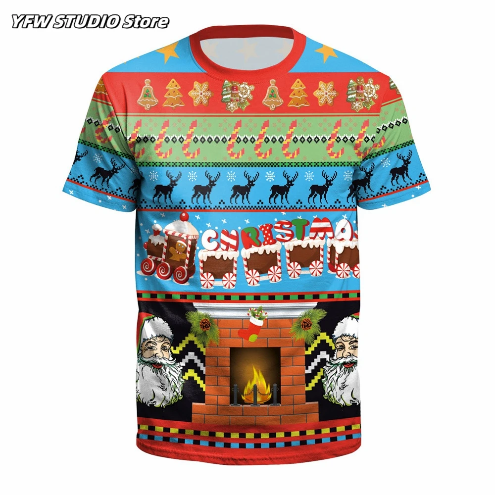 2024 Fashion Christmas Digital Printing Teen Short Sleeve Shirt Tops New Summer Model Mens Clothing 3D T-Shirts Unisex Clothing