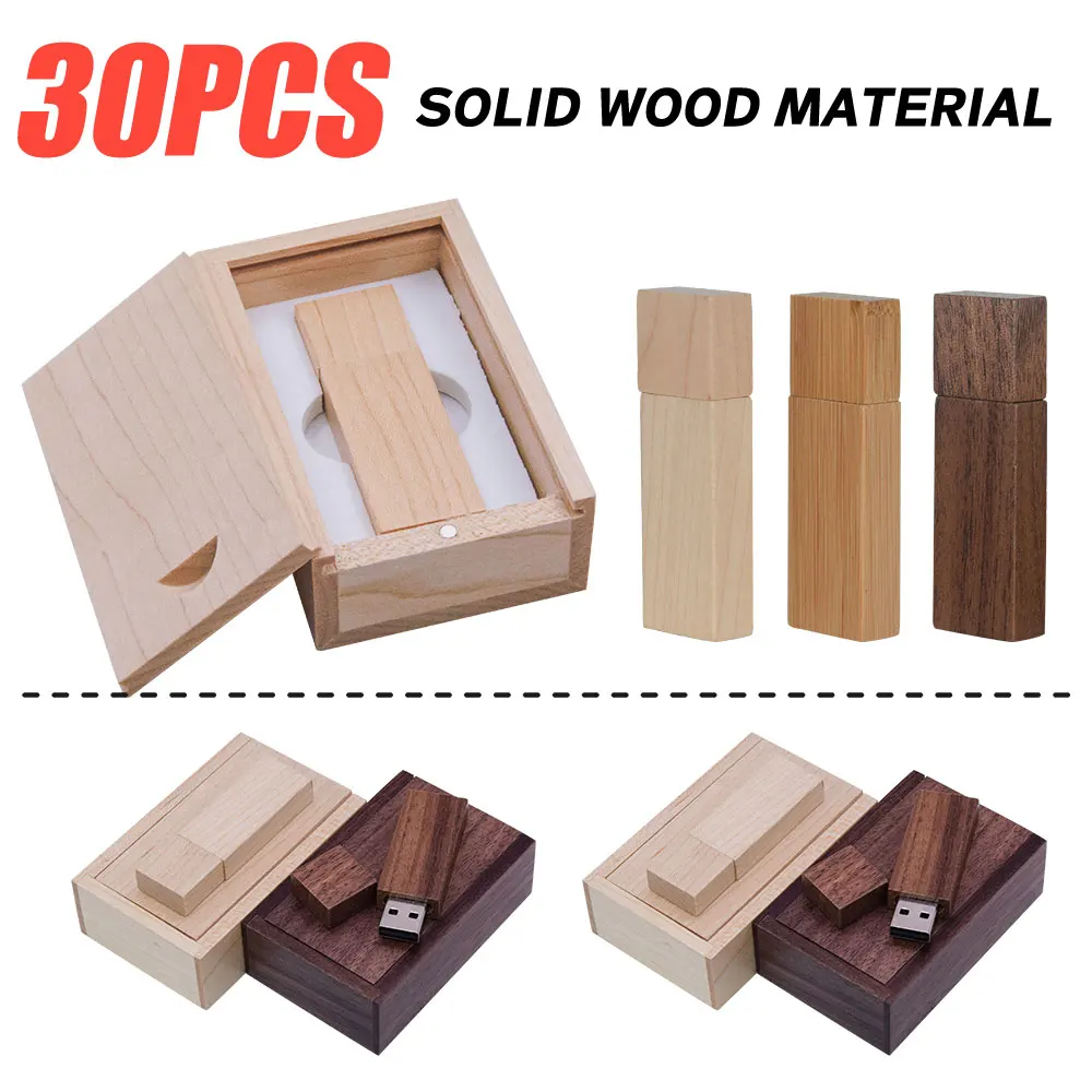 

30pcs/lot Customised Logo Wooden Pen Drive USB 2.0 Flash Drive 4GB 8GB 16GB 32GB 64GB 128GB Memory Stick Photography Gift
