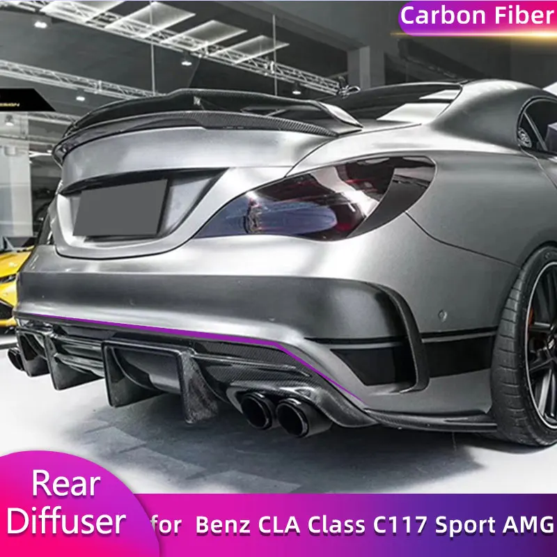 Carbon Fiber Heckstoßstange Diffusor Spoiler für Mercedes Benz CLA Klasse C117 Sport CLA45 AMG 2013-2019 Auto Heckschürze Lip Body Kit