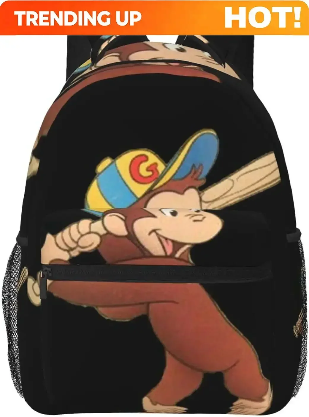Custom Bag Curious George Backpack Lightweight School Travel Multifunctional Unisex Celebration Anime Character