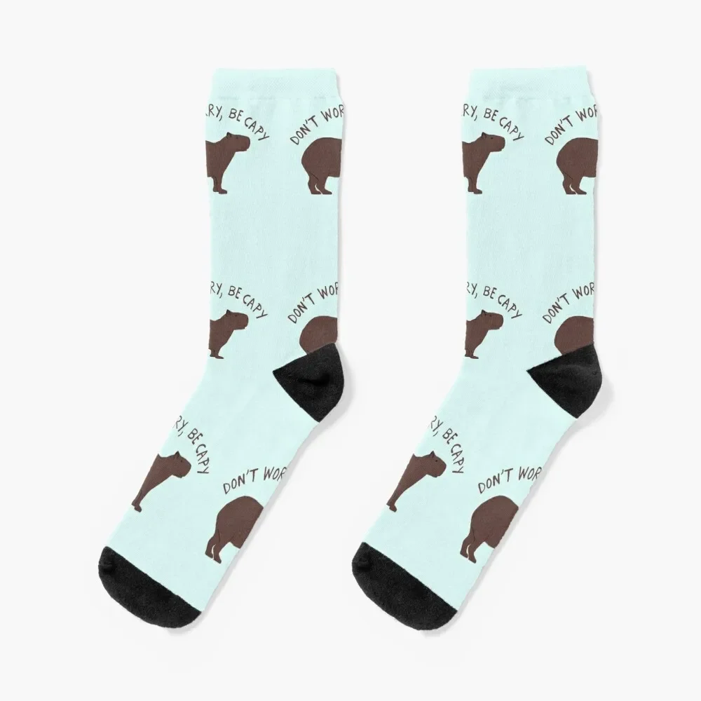 

Don't Worry, Be Capy (Capybara) Socks retro japanese fashion loose snow Women's Socks Men's