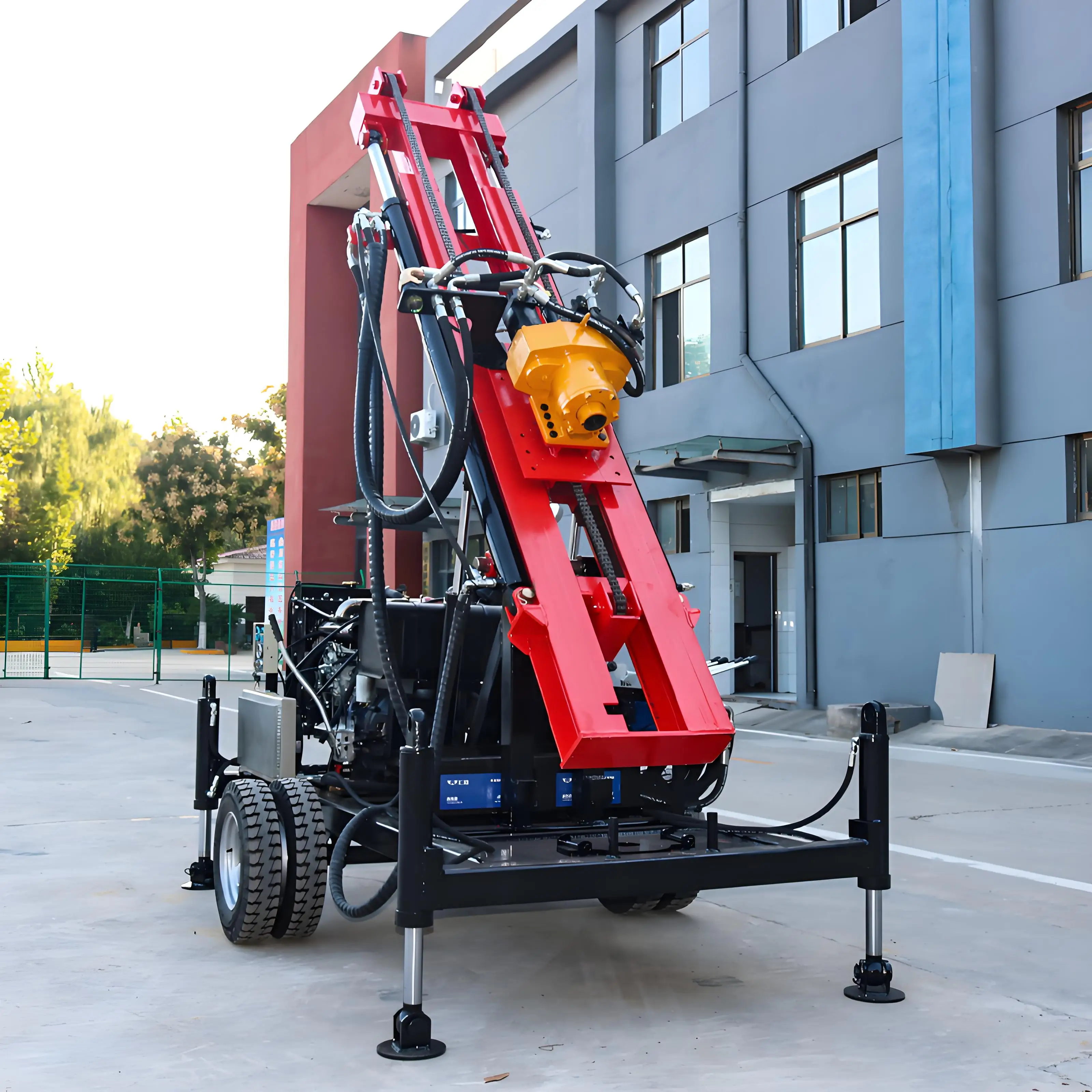 Plataforma de Perforación de Pozos de Agua, Plataforma Compacta de 78 HP con Ruedas, Plataforma de Perforación de Pozos de Agua Totalmente Automática