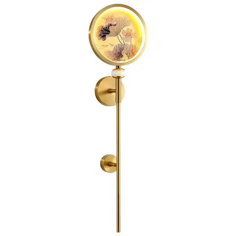 

New Chinese style, wall lamp, all copper, living room, background wall, decorative lamp, creative