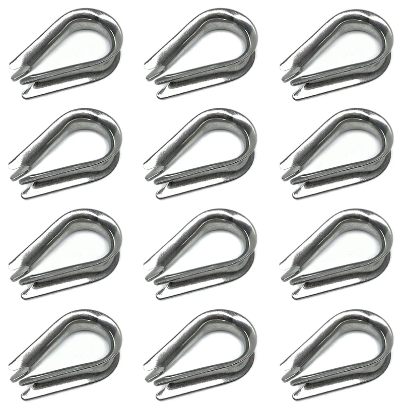 

12 Pcs M10 Stainless Steel Thimble For 3/8 Inch Diameter Wire Rope Cable Thimbles Rigging