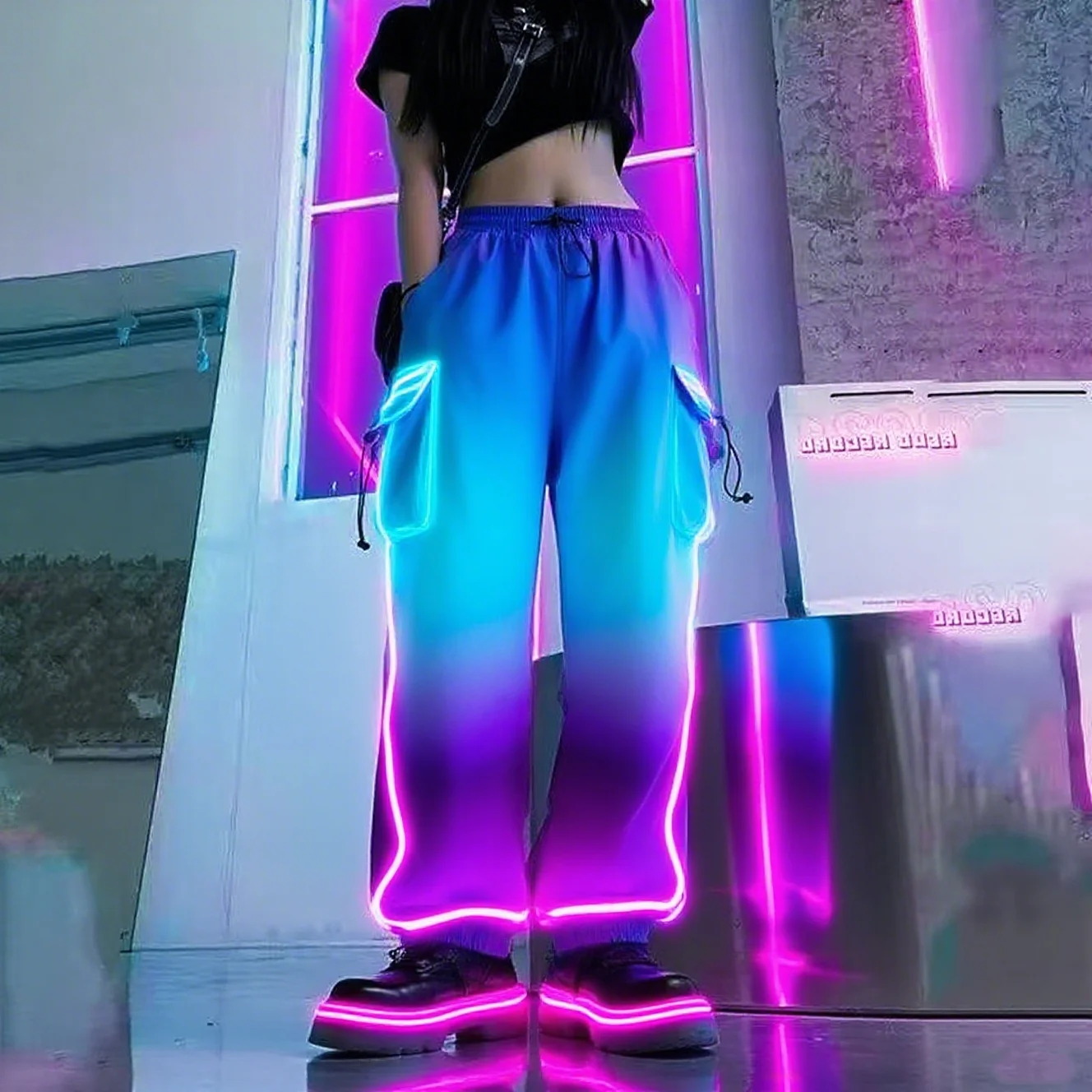 

2025 Retro fashion and trendy work pants with cross-border design pockets, men's and women's summer loose wide leg pants