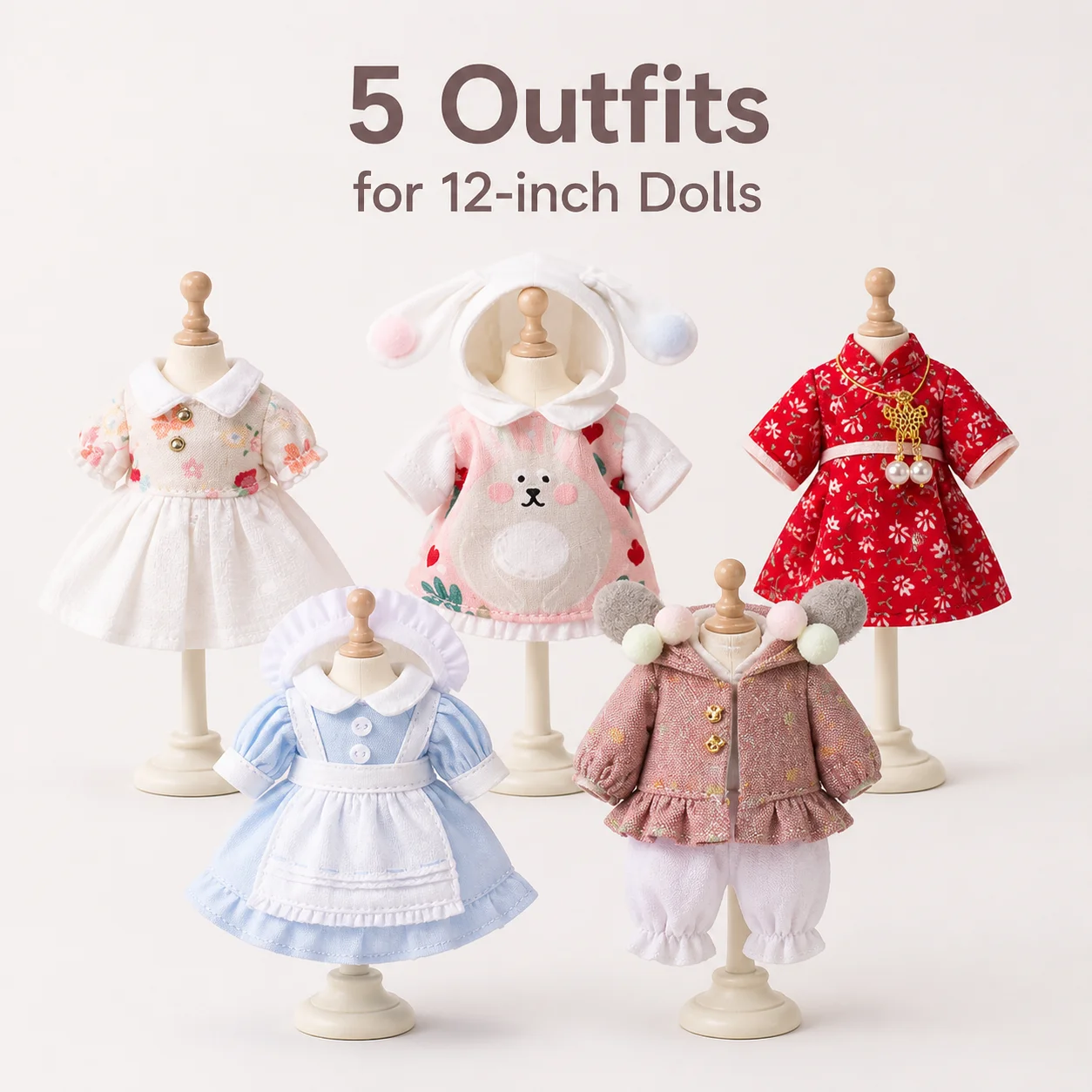 OB11 Doll Clothing Accessories Skirt Set Collection Classic Retro Maid Dress Subset Set Girl Doll Set Collection 12 Points BJD D