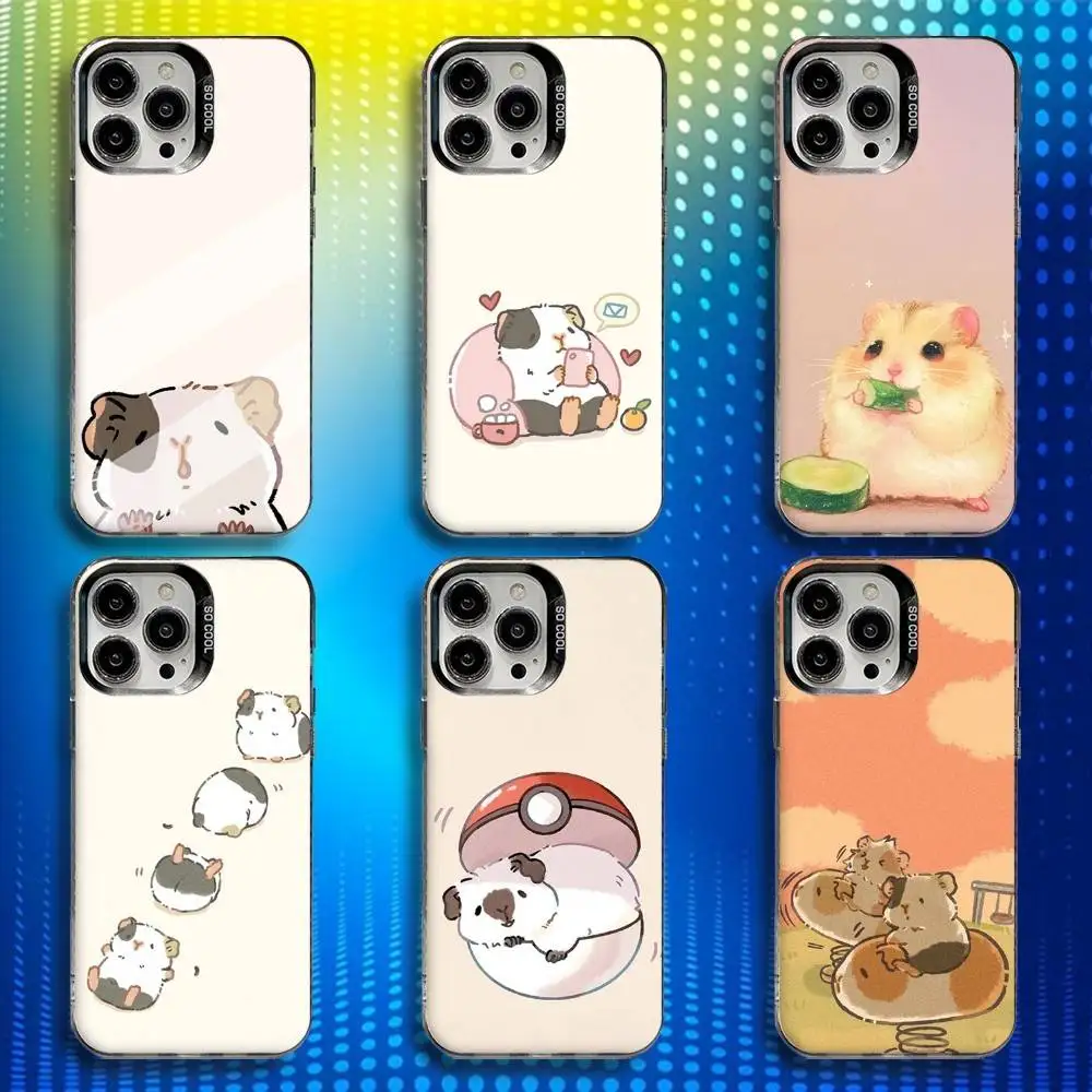 

Cartoon H-Hamster Phone Case For iPhone 16,15,14,13,12,11,Mini,Pro,SE,MAX White Matte Shockproof Cover