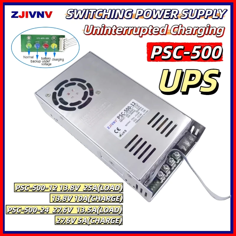 

500W UPS Charge Switching Power Supply for Backup Energy Storage Lead-acid Battery 13.8V 10A 27.6V 5A AC-DC SMPS PSC-500