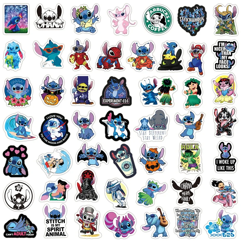 50pcs Variety of Cute Anime Stitch DIY Graffiti Waterproof Kids Stickers