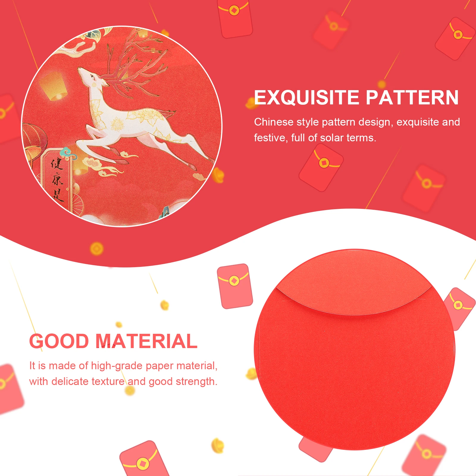 

12pcs Traditional Chinese Red Envelopes New Year Gift Paper Money Bags Packets For Party 2023 Year Celebration