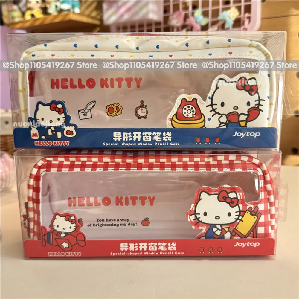 Genuine Sanrio Hello Kitty Large Capacity Pencil Case KT Cat Print Open-top Storage Bag Student Stationery Birthday Gifts