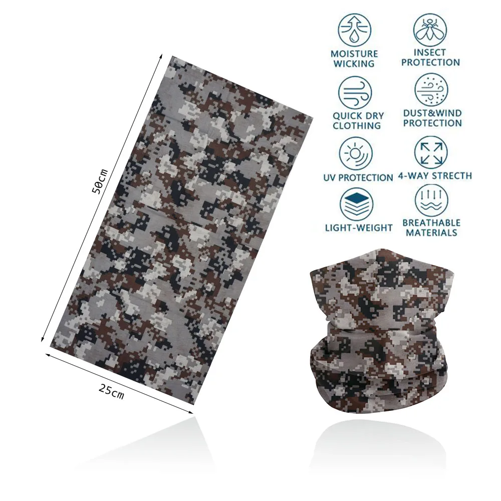 Camouflage Face Shield Bandana for Men UV Protection Dustproof Neck Gaiter Camo Women Fishing Bandannas Scarf Outdoor Head Snood