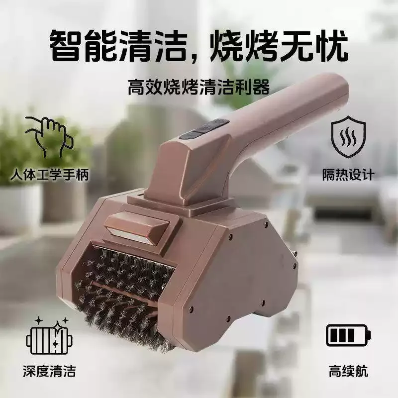 Cordless Electric Grill Cleaner Brush, Stainless Steel Wire Roller Rechargeable BBQ Cleaning Tool for Outdoor Barbecue