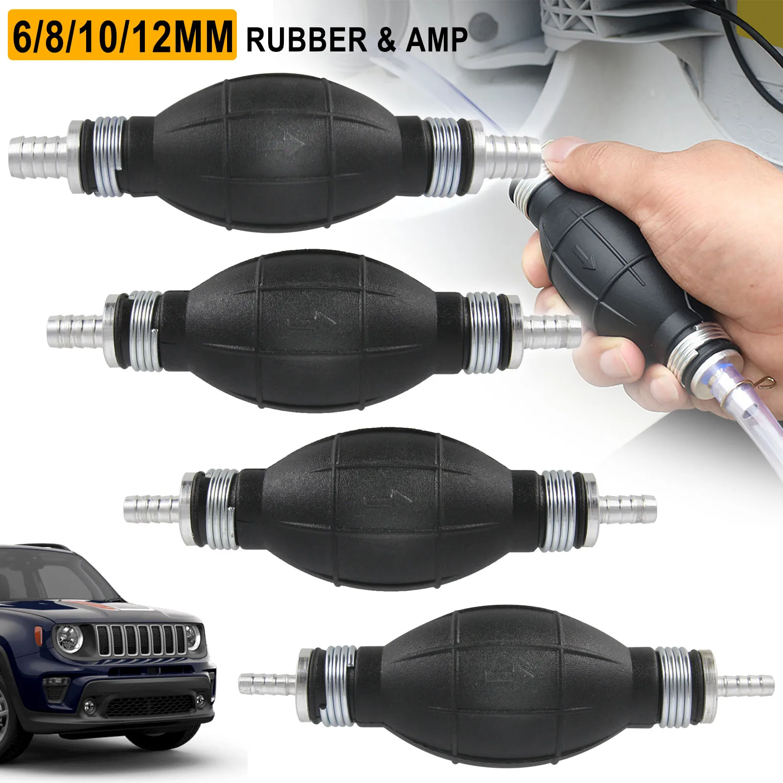 Bomba de combustible Universal, Manual de goma, transferencia de aceite líquido, gasolina, diésel, Bombilla de imprimación Manual para coche, fueraborda marino, 6/8/10/12mm