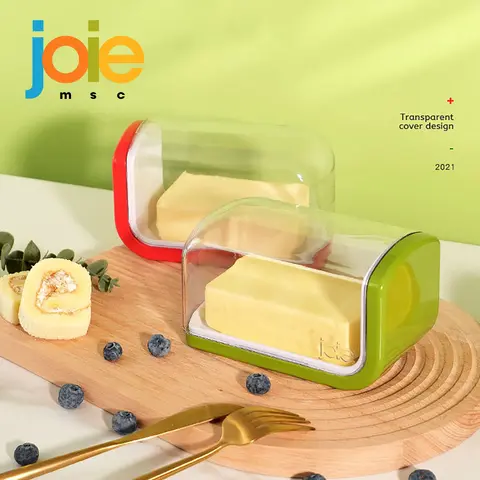 자세히 둘러보기 Joie 버터 보관 상자 슬라이딩 뚜껑 디자인 버터 접시 밀봉 신선 유지 보관 치즈 식품 등급 직물 냉장고
