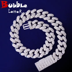 Bubble Letter Baguette Choker Necklace for Men 20mm Cuban Link Chain Iced Out Bling Charms Hip Hop Jewelry