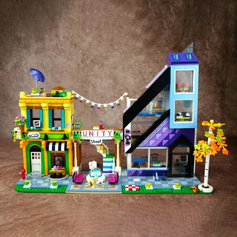 

New street view, urban center, plant building, educational high-assembly toys, boys and girls toys