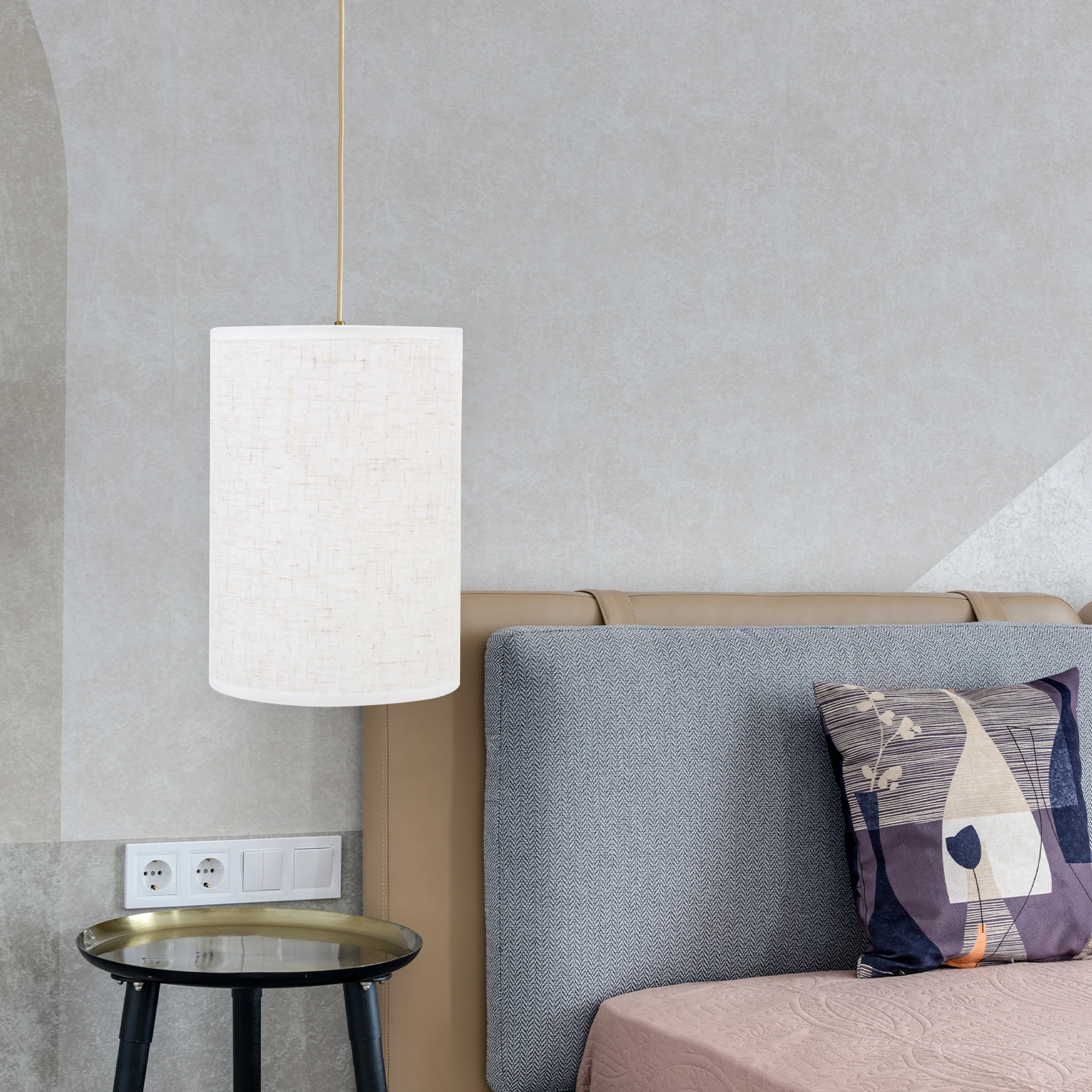 

Linen Lampshade Cloth Light Cover Cylinder Beige Shades Modern Lamp Decor Bedroom Living Room Study Office Easy Install Artistic