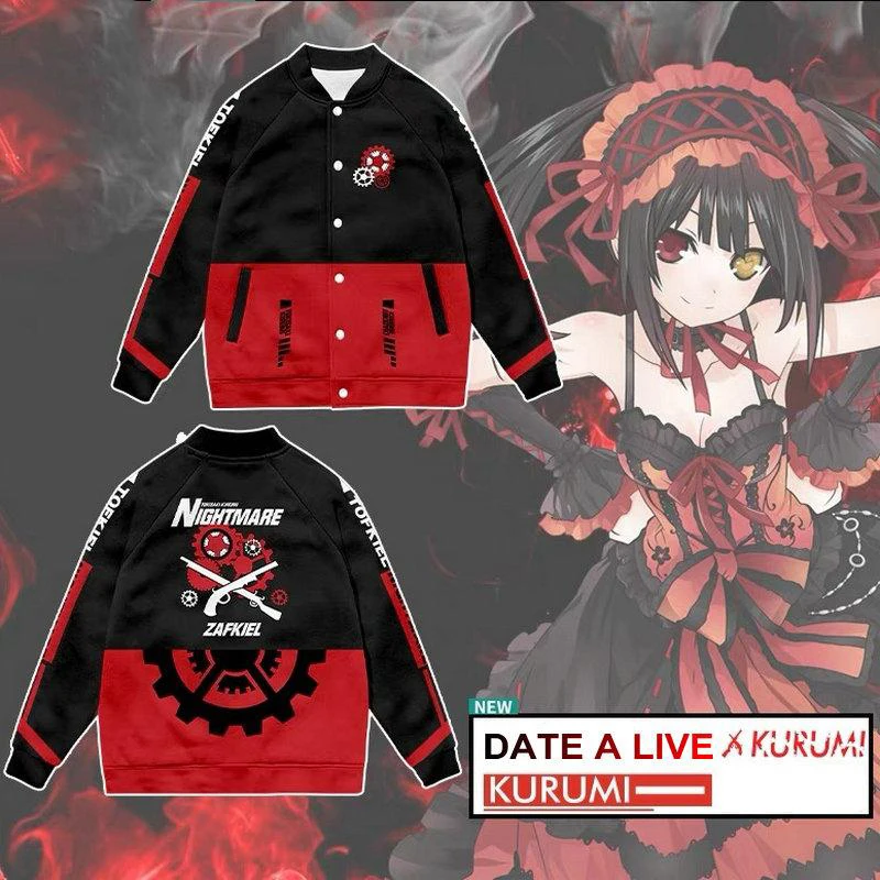 DATE A LIVE Japanese Anime Game 3d Baseball Jacket Men Women Hoodie Sweatshirts Tops Long Sleeve Button Harajuku Hoodies Jackets