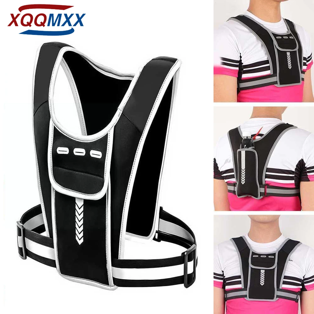 Running Vest Phone Holder for Men Women, Waterproof Cell Phone & Key Pouch, Reflective Hydration Vest Train Free Workout Gear