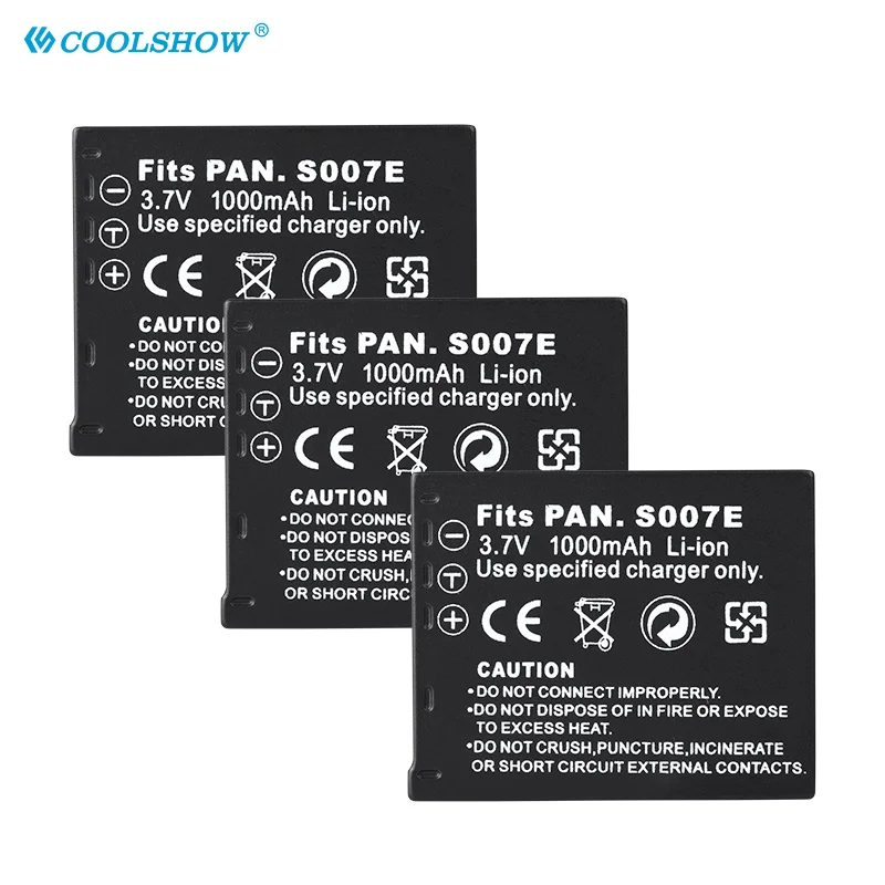 CGA-S007 CGA S007 Battery Charger For Panasonic Lumix DMC TZ1 TZ2 TZ3 TZ4 TZ5 TZ50 TZ15 1000mAh Camera Batterie