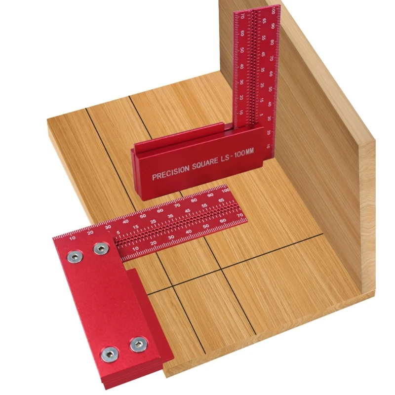 เครื่องมือวัดเครื่องหมาย Scriber แบบสี่เหลี่ยม L อลูมิเนียมข้ามสอบเทียบไม้บรรทัด