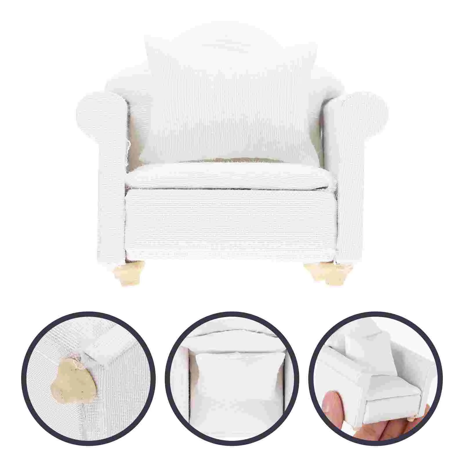 Mini Furniture Dollhouse Single Sofa with Room Scene Miniature Cotton Individual