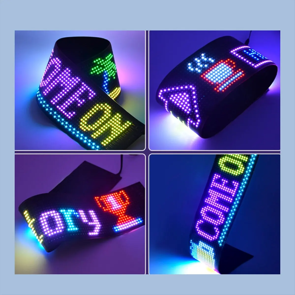 LED Pixel Panel USB 5V 16x96 Resolution Flexible LED Module RGB Scrolling Text Animation Display Bluetooth APP 7x17cm