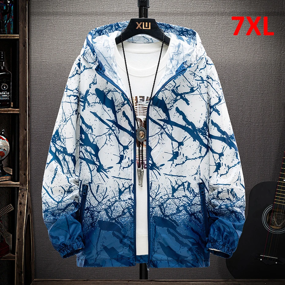 Sun-protective Jackets Plus Size 7XL Summer Thin Jacket Men Fashion Casual Fishing Jacket Thin Clothes Big Size 7XL