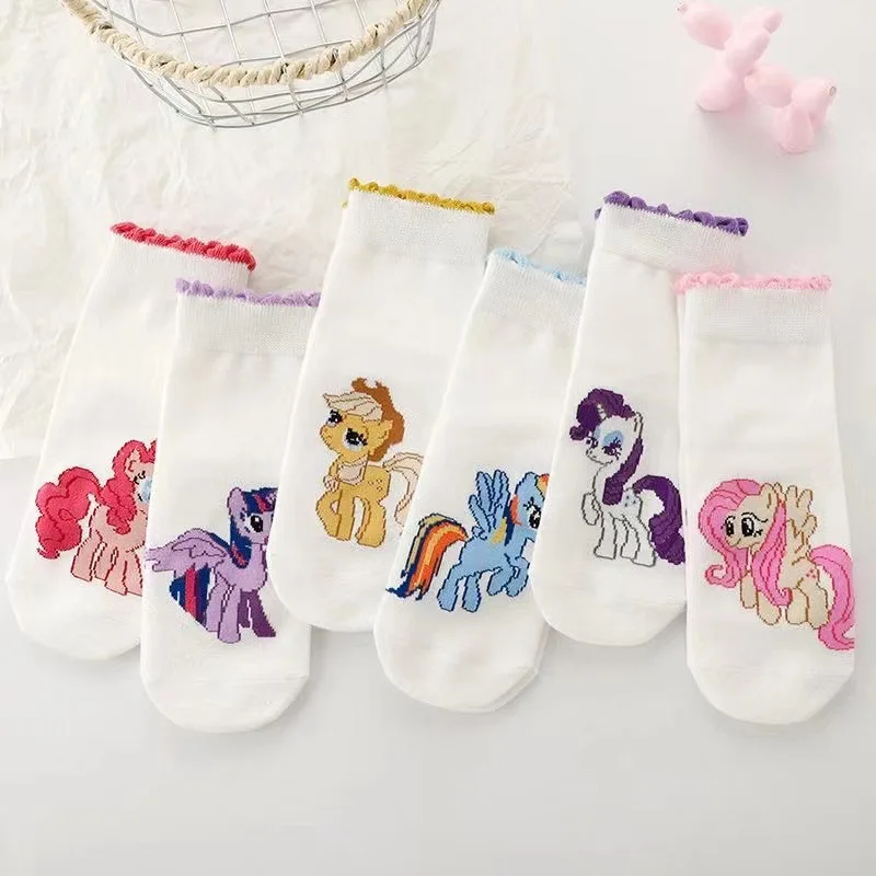 Kawaii My Little Pony Sunny Starscout Socks Anime Cartoon Cotton Breathable Children's Princess Lace Mid-Tube Socks Girls Gifts