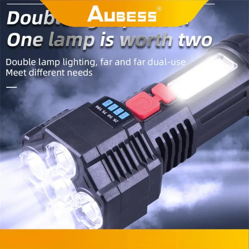 5-светодиодный супер яркий фонарик, перезаряжаемый уличный многофункциональный водонепроницаемый светодиодный прожектор дальнего действия, аккумуляторный дисплей, светильник COB