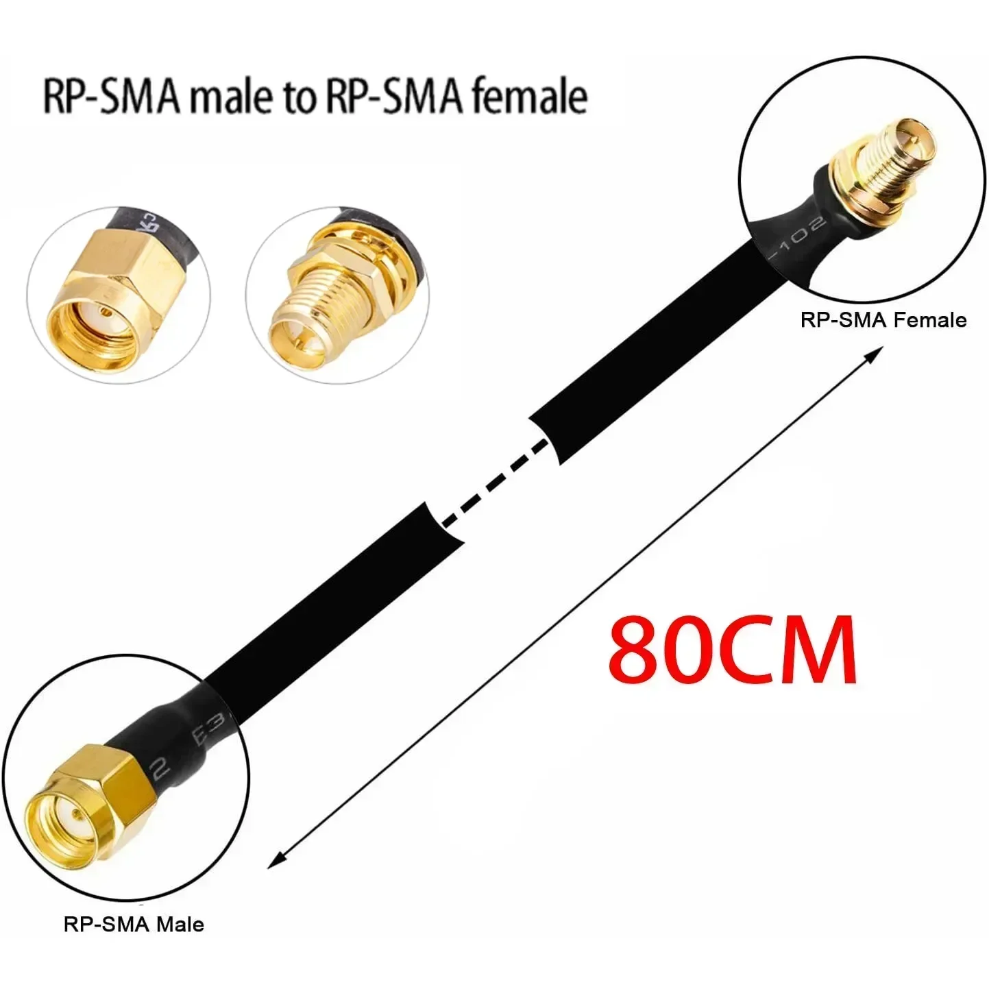 80cm Coaxial Extension Cable RP-SMA Male To RP-SMA Female  Helium Hotspot Miner Antenna Flat-Window Door Feed Thru view 5