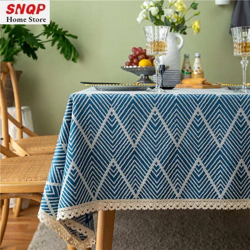 Japanese-style Literary Cotton and Linen Tablecloth Fresh Household Rectangular Dining Tablecloth Nordic Style Desk Photo Modem