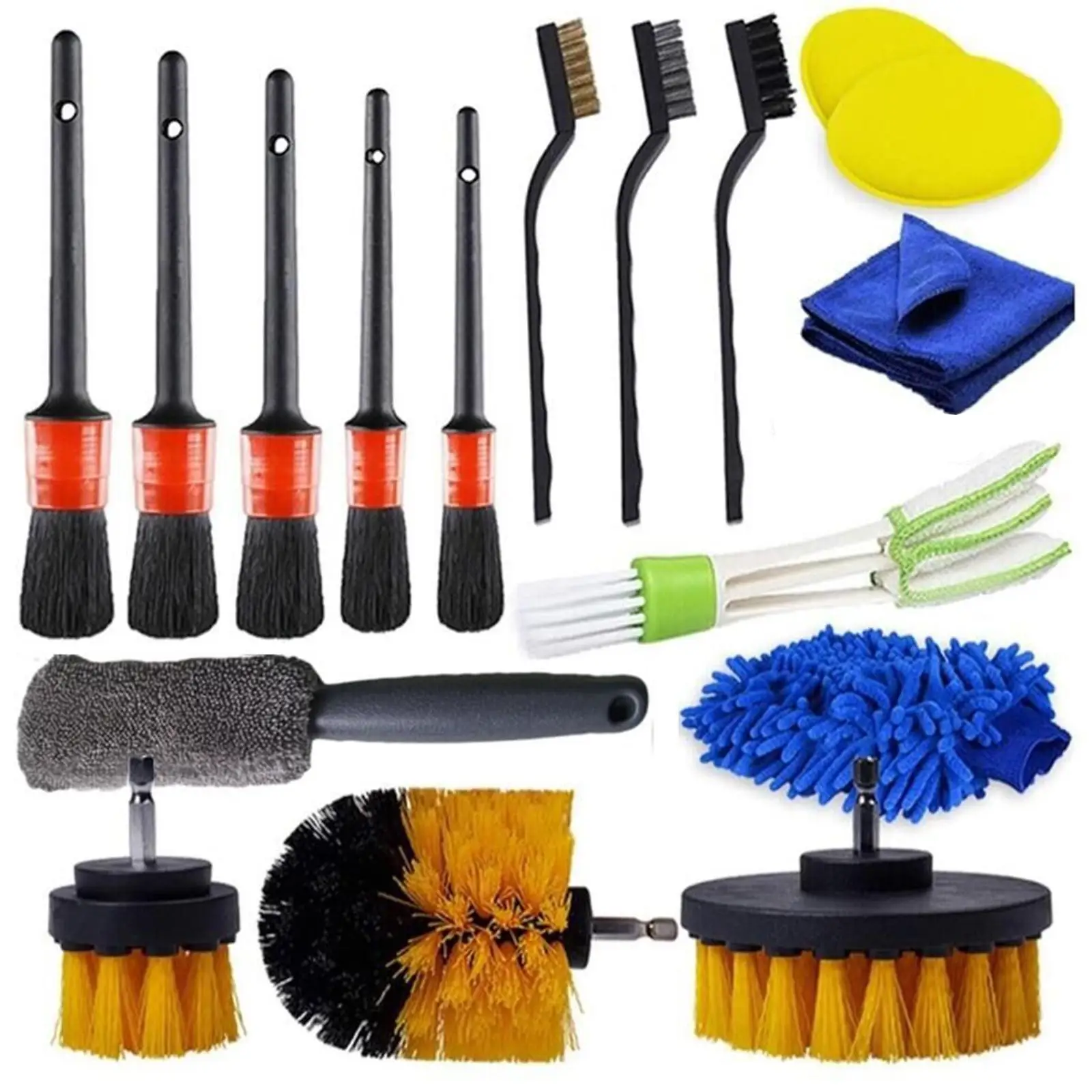 Auto Detailing Brushes Set Drill Brush for Rim Wheel Leather Car Wash Car Cleaning Detailing Brush Car Cleaning KIt Tool