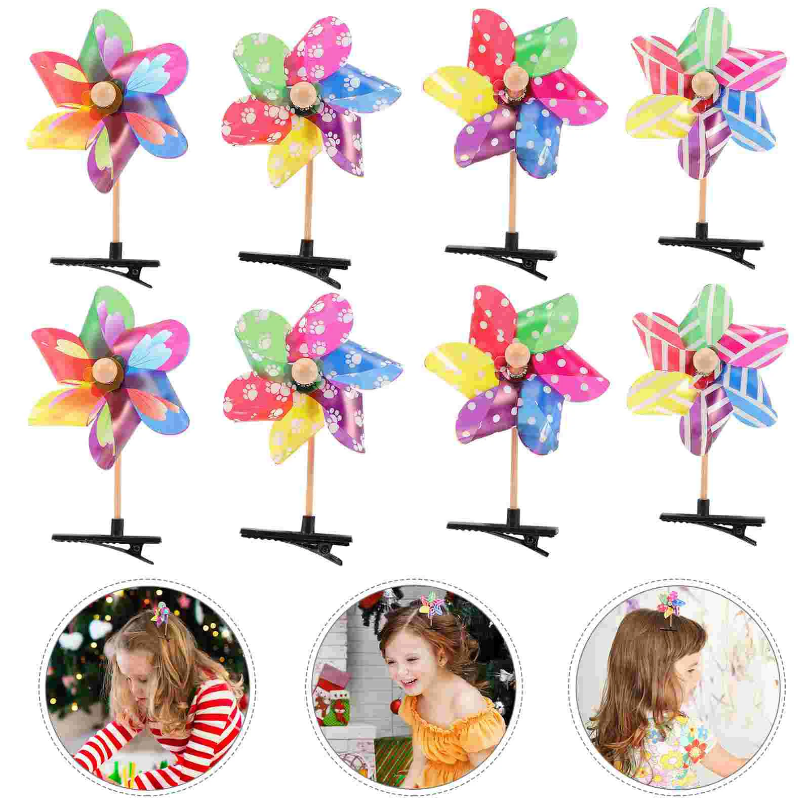 24 Pcs Windmill Hairpin Blowout Clips Ties Pins Girls Accessories Halloween Baby