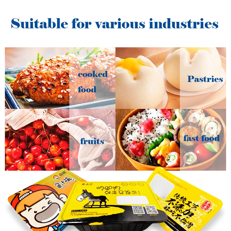 Stretch Film Tray Packer PP Meat  Frozen Fresh Food Tray Container Sealing Packing Machine Desktop Lunch Box Sealer