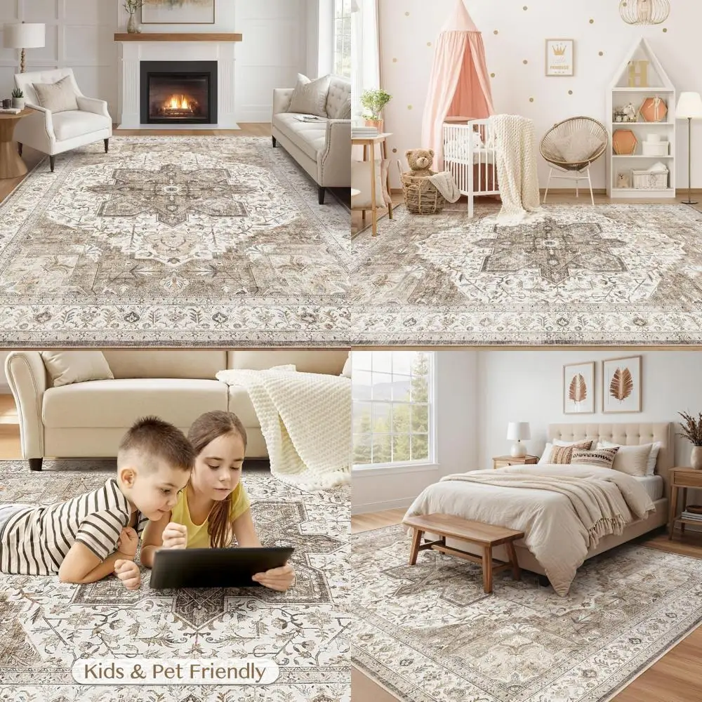 

Большой 8x10 богемный винтажный восточный ковер для гостиной — моющийся тонкий домашний ковер в стиле фермерского дома