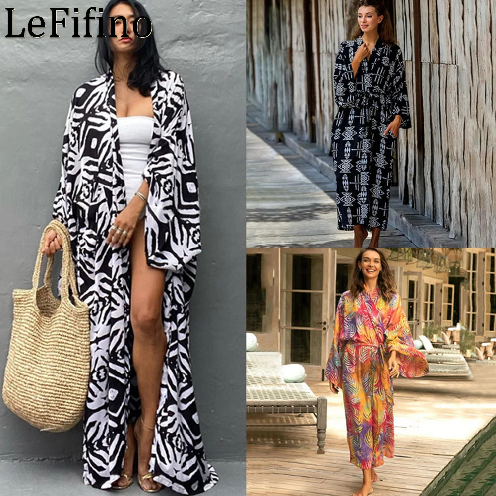 

Summer New Cotton Black White Classic Printed Cardigan Leopard Point Casual Loose Sun Protection Shirt Swimwear Cover Up Women's