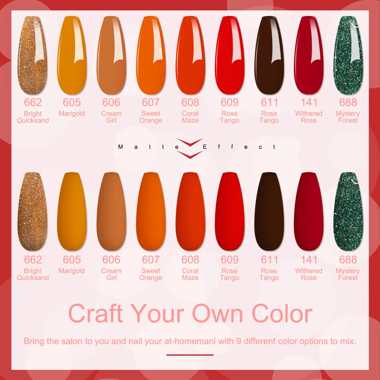 مجموعة طلاء أظافر جل مكونة من 13 قطعة - 9 ألوان عيد الميلاد باللون الأصفر والبرتقالي والأخضر ومعطف أساسي معطف علوي لامع غير لامع ومبرد أظافر لفن الأظافر #2